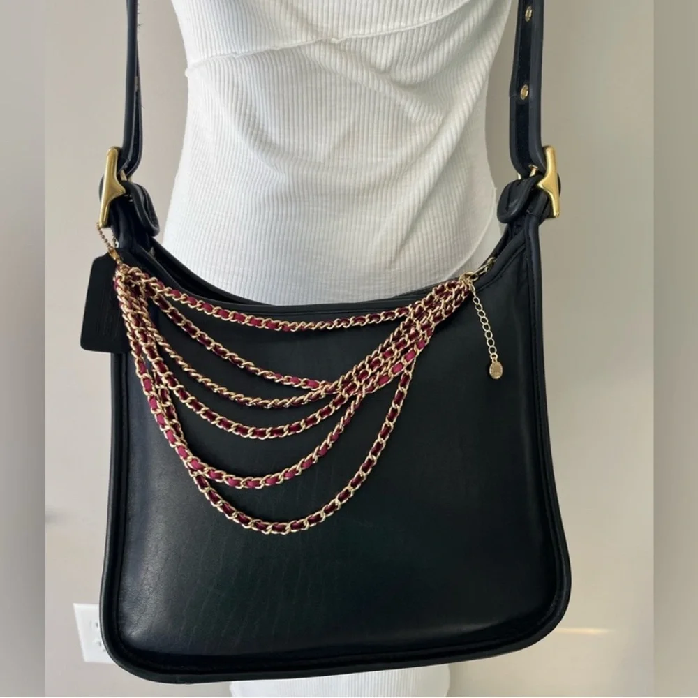 Liz Claiborne Gold and Burgundy braided velvet layered  Chain Necklace